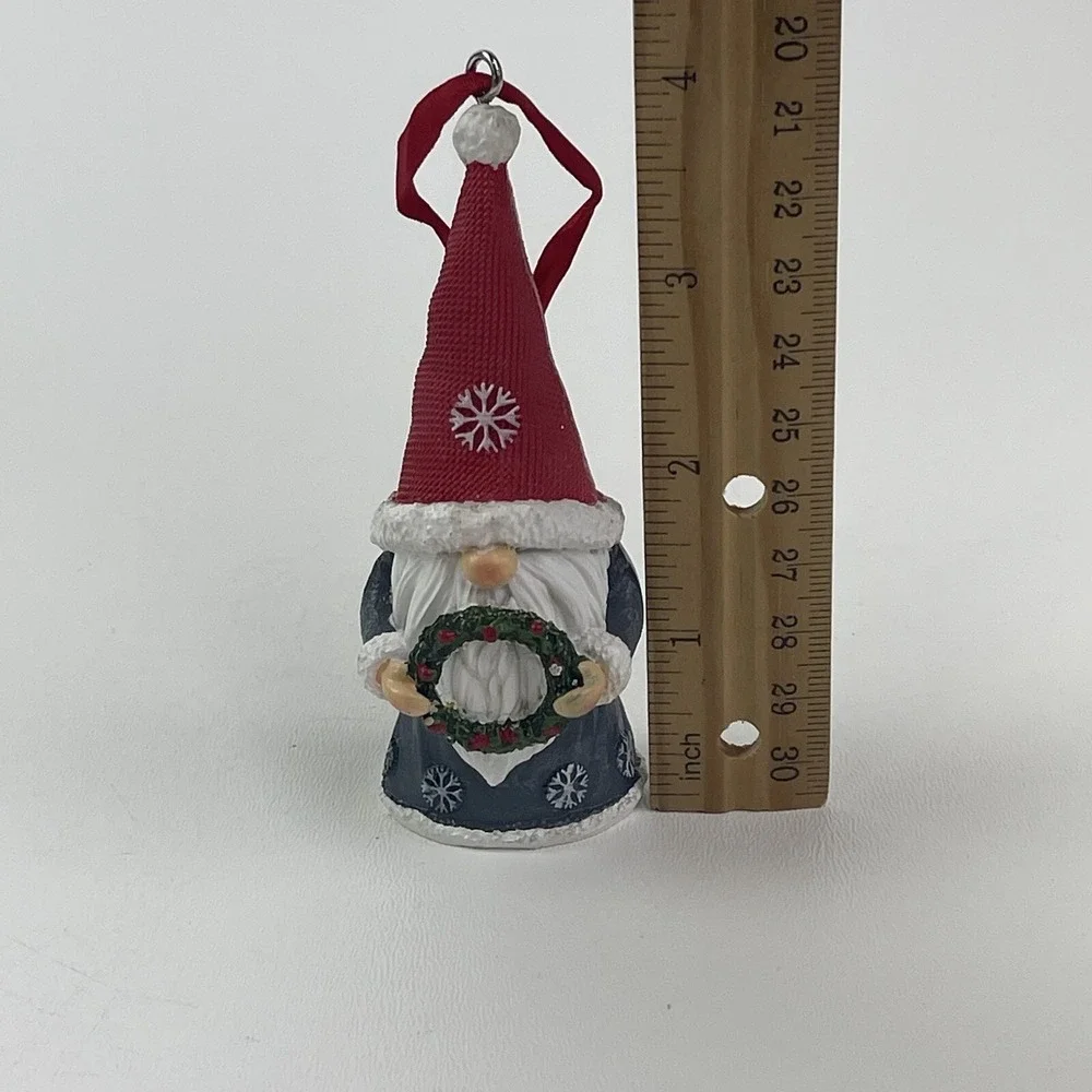 Gnome Holding Wreath Christmas Tree Ornament Xmas Holiday Decoration Tiered Tray